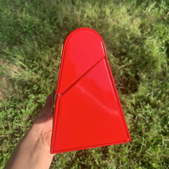 YSL Yves Saint Laurent Red Chevron Quilted Clutch Limited Edition - Picture 11 of 16